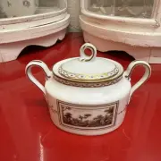 Richard Ginori white porcelain sugar pot with gold decoration Italy Doccia Kiln
