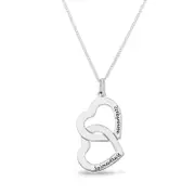 Couple's Interlocking Hearts Pendant in Sterling Silver (2 Names)