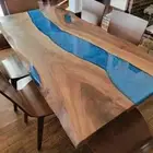 Epoxy Resin Walnut Live Edge Table Top | River Epoxy Dining Table | Home Decor