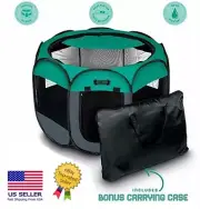 RUFF 'N RUFFUS PORTABLE PET PLAYPEN Medium 36" X 36" X 23" Plus Carry Case New