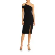 Aqua Women Sheath Knee Length Dress Short Sleeve Strap Solid One Shoulder A6218