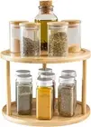 Bamboo Lazy Susan Organizer, 2-Tier Kitchen Rotating Spice Rack for Cabinet Pant