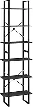 60x30x210cm Standing Shelf | Engineered Wood & Metal Bookcase | Sturdy Storage Shelf for Home, Office, Living Room | Modern Black Shelf for Organizing Books, Decor