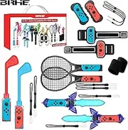 2022 Switch Sports Accessories Bundle - 12 in 1 Family Accessories Kit for Nintendo Switch Sports Games:Tennis Rackets,Sword Grips,Golf Clubs,Wrist Dance Bands & Leg Strap,Joy-con Wrist Band, Comfort Grip Case and Carrying Case