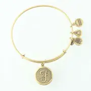 NEW Alex and Ani Initial "F" Bangle Charm Bracelet - Script Letter