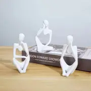 3pcs Modern Abstract Thinker Art Statue Resin Figure Sculpture Ornament White