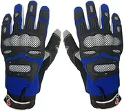 TDR Blue Motorcycle Gloves Knuckle Pads Motorbike Gear MX Motocross Finger Protection Touchscreen Cycling Skating BMX Sport Riding Handwear Adjustable Wrist