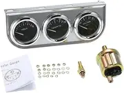 52MM Oil Pressure Celsius Water Temperature Gauge Voltmeter Chrome 3 in 1 Gauge Kit Car Motorcycle Meter
