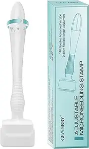 GEMERRY Derma Stamp Adjustable Derma Stamp 0-3mm 140 Tips Microneedling Stamp for Beard and Hair Growth, Derma Stamp for Facial Skin Care