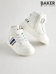 Baker by Ted Baker Boys Branded Tape Hi-Top White Trainers (400397) | $88