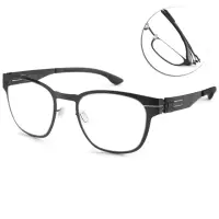 在飛比找momo購物網優惠-【ic!berlin】方框光學眼鏡 德國薄鋼(黑#Edgar