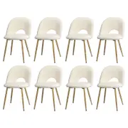 Oikiture 8PCS Dining Chairs Sherpa Golden White