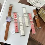 燙印克羅芯皮質錶帶 適用APPLE WATCH 7 8 9 41/45MM女士錶帶IWATCH 3 4 5 6 44MM