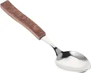 COLLBATH Wood Handle Stainless Steel Spoon Dinner Tablespoon Intricate Carvings Dinnerware Serving Utensil for Home Restaurant