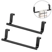 Catzon 2 Pack 36cm Stainless Steel Over Door Towel Rack Bar Holders for Universal Fit on Cabinet Cupboard Doors ??L Black??