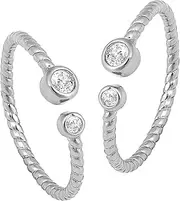 [Aheli] Silver Plated CZ Studded Adjustable Fancy Toe Ring Bichiya Jewellery for Women, Brass, No Gemstone