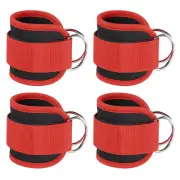 4Pcs Ankle Strap for Cable Machine, Gym Cable Kickback Ankle Wrap, Red