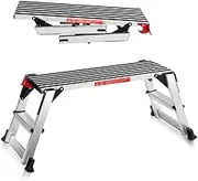 Costway Aluminum Folding Bench Work Platform, Non-Slip Drywall Ladder, Multifunctional Step Stool w/Anti-Skid Strips, Easy to Transport, Sturdy Construction, Loaded 150KG, Non-Slip Foot Pads (Type-B)