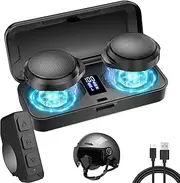 B-Qtech Motorcycle Bluetooth Headset with Charging Case, Helmet Bluetooth Speaker with Microphones & LED Display, 1450mAh Battery with 50Hours Work Time Wireless Headsets for Skiing and Riding