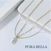 在飛比找momo購物網優惠-【Porabella】925純銀鍍金雙層人工珍珠項鍊 人工淡