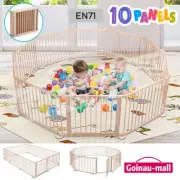 Kidbot Baby Playpen Wooden Foldable Fence Kids Activity Centre Outdoor Playard