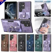 For Samsung S25 S24 S23 S22 S21 S20 Note20 Ultra Case Leather Wallet Ring Cover