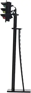 Signal Traffic Light Model with Green&red&Yellow LED for Railway&Building Layout, 1:87 Scale, 8.3cm Traffic Light Black Post with Ladder