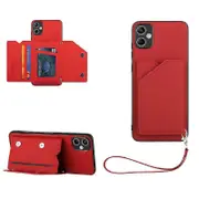 YB Leather Coating Series-2 for Samsung Galaxy A05 4G Case Kickstand Phone Cover with Hand Strap