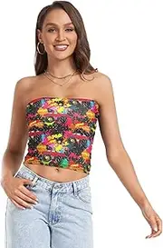[RPLIFE] Red Monster Trucks Splash Black Womens Tube Top Strapless Cami, Sheer Tube Tops, Sexy Tube Tops (S)