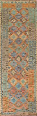 South-western Reversible Kilim Runner Rug Flat-weave Tribal Carpet 2' 8" x 9' 8"