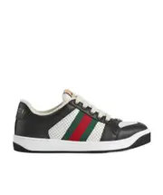Gucci Screener Web Stripe Lace-Up Sneakers 36 Black/White