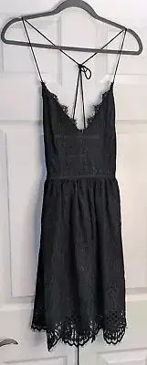 NWT Two Sisters LBD Mini Halter Lace Lettuce Hem Size 2