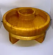 Vintage Wooden Chip & Dip Tray/Bowl With Stand By Dolphin