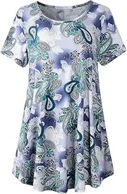 JollieLovin Women Plus Size Tops Summer Tunic Short Sleeve Loose Fit T-Shirt