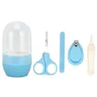 4Pcs Baby Nail Kit Safe Mini Scissors Nail File Nail Clippers Tweezers Blue SD0