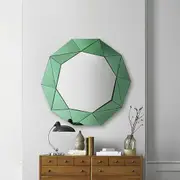 TOOLKISS Wall Mirror MDF – Silver Mirror & Green Frame Trigonometrical Shape MRR-04 – Glamorous Bathroom Mirror for Elegant Décor