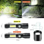 Vikus 7 Modes Waterproof Rechargeable UV Light Flashlight Torch for Camping