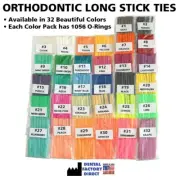 Orthodontic Long Sticks O-Ring Ties for Brackets - 1056 Elastics in 32 Colors