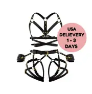 BDSM Kit, Body Harness Set for Women, Open Bra, Butt Harness, Bondage Harness
