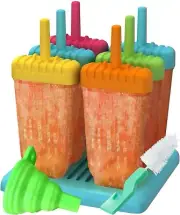 Popsicle Molds 6 Ice Pop Mold Reusable Ice Cream Maker Set with Funnel Brush