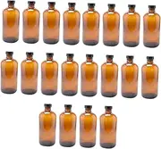 20 Pcs Bottle Glass with Lid 8oz Glass Bottles with Caps Glass Drinking Bottles Vase 8oz Amber 8oz Water Bottle Brown Glass Apothecary Bottles Carafes Jar Tape
