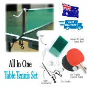 8PCS Instant Table Tennis Kit Ping Pong Set Metal Rack Net 2 Bats 3 Balls
