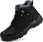 [SDEQA] Mens Safety Boots Winter Warm Ankle Work Boots Lightweight Non Slip Protection Shoes Construction Industrial Sneakers