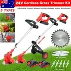24V Cordless Grass Trimmer Lawn Line Whipper Snipper With 2 Battery Kit / Wheels
