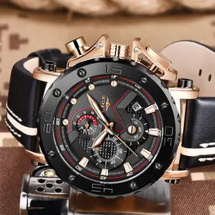 LIGE男士手錶 軍用運動手錶 防水手錶 計時碼錶 石英手錶 附贈錶盒