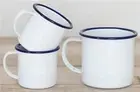 Enamel Mug Cup 6 8 9 10 12 cm White Blue Camping Home Picnic Tea Coffee Pannikin