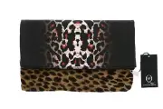 McQ by Alexander McQueen Fold Clutch Black w/ White & Red Leopard Pixel Print