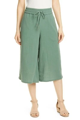 NWT Eileen Fisher Organic Cotton Lofty Gauze Culottes Nori Green $158 - S