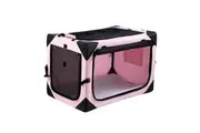 Dog Pet Cat Crate Cage Rabbit Hutch Bird Puppy Bunny Carrier Travel Indoor Soft Outdoor Car Foldable Medium Pink