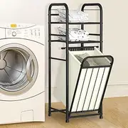 [HHELIC] Tilt Out Laundry Hamper, Rolling Laundry Basket Laundry Hamper Cabinet with Removable Liner Bag (H-Laundry Hamper)